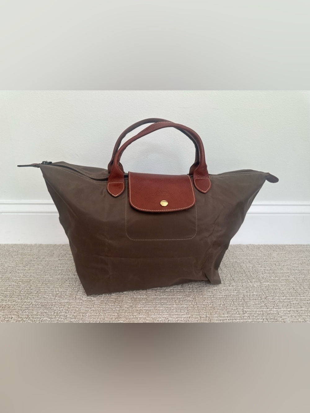 Longchamp Le Pliage Medium Taupe/Gray Handbag